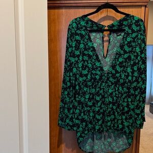 Olivaceous Black Blouse with Green CloversPattern. Perfect for St.Patricks Day!